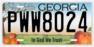 GA license plate PWW8024