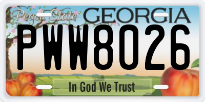 GA license plate PWW8026