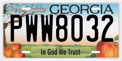 GA license plate PWW8032