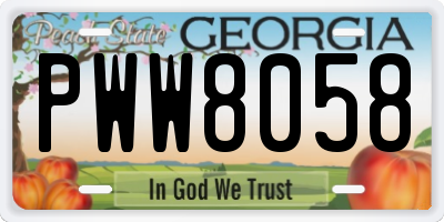GA license plate PWW8058