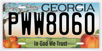GA license plate PWW8060
