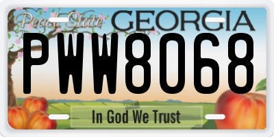 GA license plate PWW8068