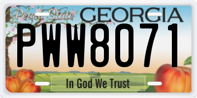 GA license plate PWW8071