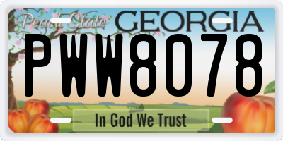 GA license plate PWW8078