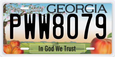 GA license plate PWW8079