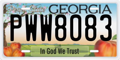 GA license plate PWW8083
