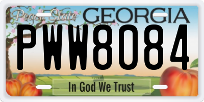 GA license plate PWW8084