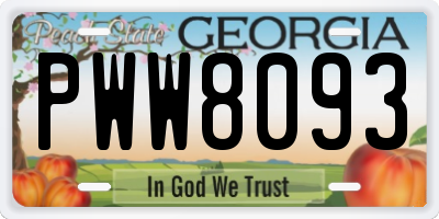 GA license plate PWW8093