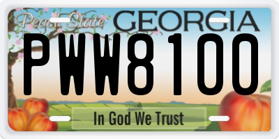 GA license plate PWW8100