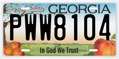 GA license plate PWW8104