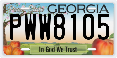 GA license plate PWW8105