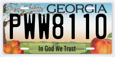 GA license plate PWW8110