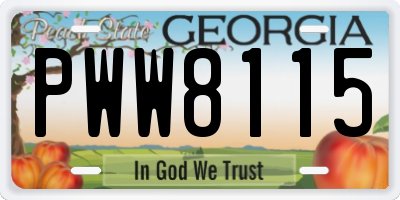 GA license plate PWW8115