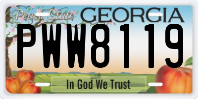 GA license plate PWW8119