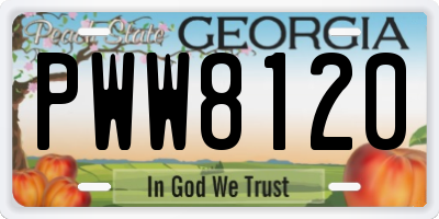 GA license plate PWW8120