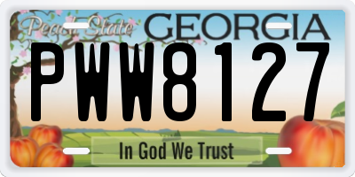 GA license plate PWW8127