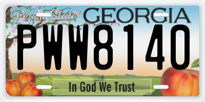 GA license plate PWW8140