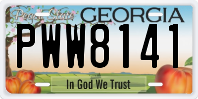 GA license plate PWW8141