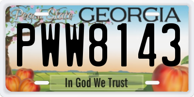 GA license plate PWW8143