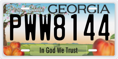 GA license plate PWW8144