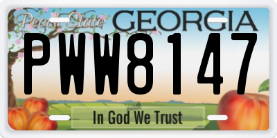 GA license plate PWW8147