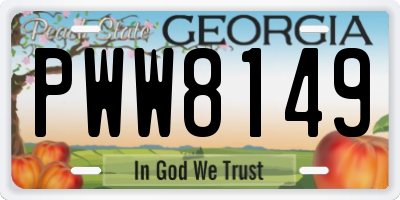 GA license plate PWW8149
