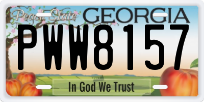 GA license plate PWW8157