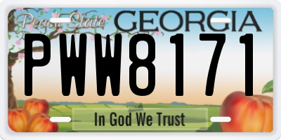 GA license plate PWW8171
