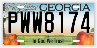 GA license plate PWW8174