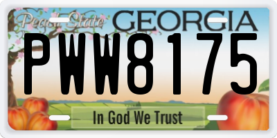 GA license plate PWW8175