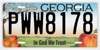 GA license plate PWW8178