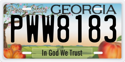 GA license plate PWW8183