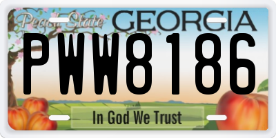 GA license plate PWW8186