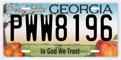 GA license plate PWW8196