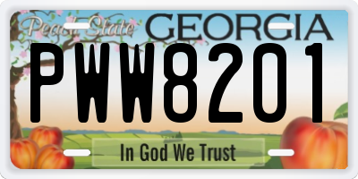 GA license plate PWW8201