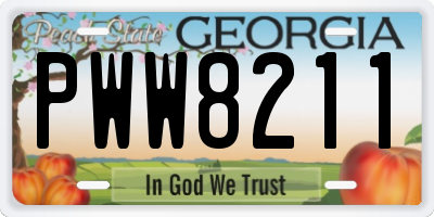 GA license plate PWW8211