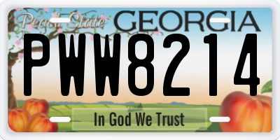 GA license plate PWW8214