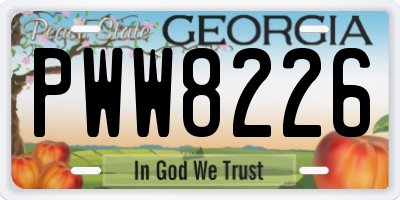GA license plate PWW8226