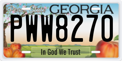 GA license plate PWW8270