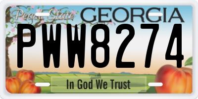 GA license plate PWW8274
