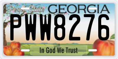 GA license plate PWW8276