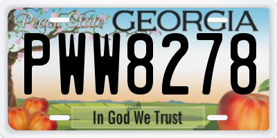 GA license plate PWW8278