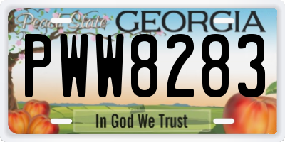 GA license plate PWW8283