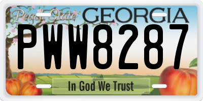GA license plate PWW8287