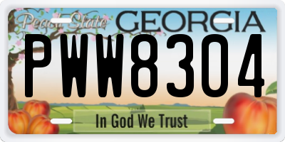GA license plate PWW8304