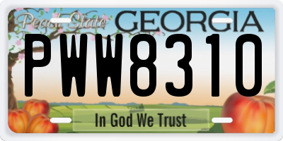 GA license plate PWW8310
