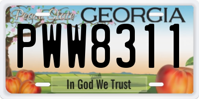 GA license plate PWW8311