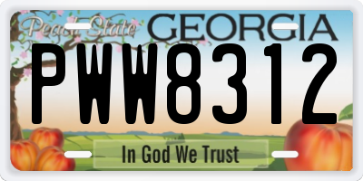 GA license plate PWW8312