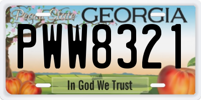 GA license plate PWW8321