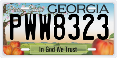 GA license plate PWW8323